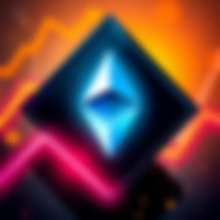 Ethereum logo surrounded by an upward arrow, symbolizing recovery in crypto market