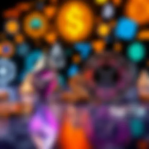 A visual comparison of Ethereum and Solana logos with dollar signs, representing their roles in decentralized finance, along with images of emerging blockchain logos in the background.