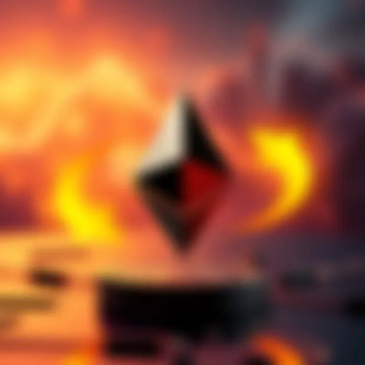 Visual representation of Ethereum's logo with arrows indicating speed and efficiency improvements, symbolizing upgrades in scalability and payments.