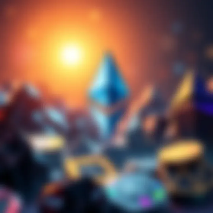 Ethereum logo with altcoins in the background, symbolizing an upcoming rally