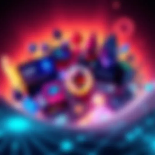 A collage of Ethereum uses including DeFi, NFTs, and online services with a vibrant background