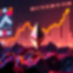 Ethereum symbol with a rising graph indicating value increase in capital markets