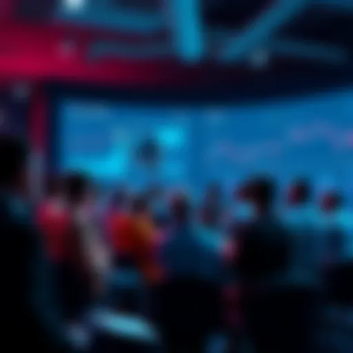 Ethereum Daily Discussion A group of people discussing Ethereum, with charts and news articles about price updates in the background.