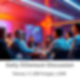 Ethereum Discussion Community A group of people engaging in a discussion about Ethereum in a digital forum setting, highlighting news and pricing trends.