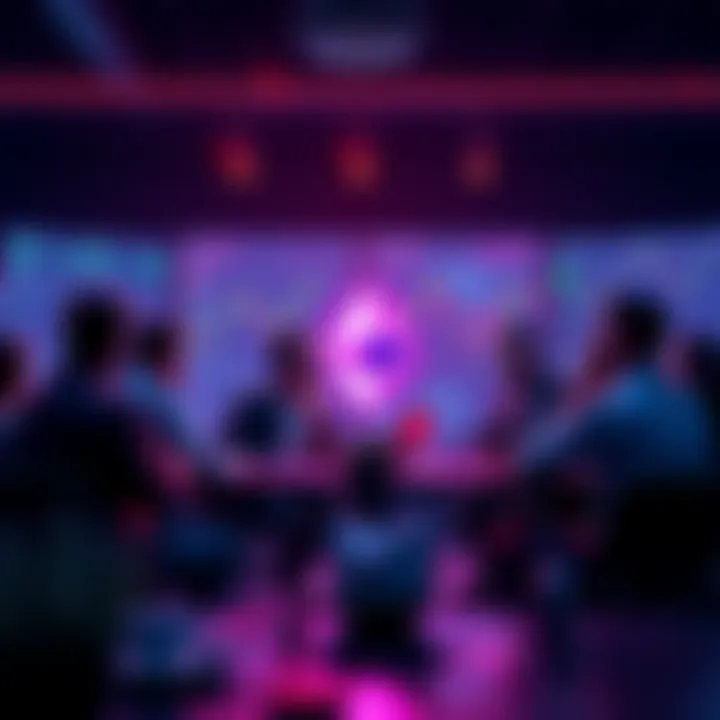 Ethereum Discussion Forum People engaging in a discussion about Ethereum with charts and news articles in the background