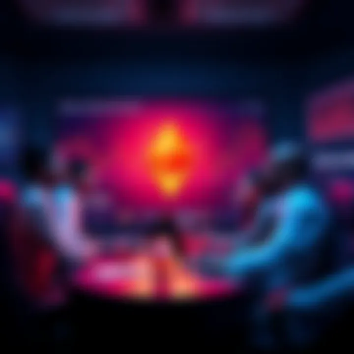 A group of people discussing Ethereum topics online, with graph charts and news articles in the background