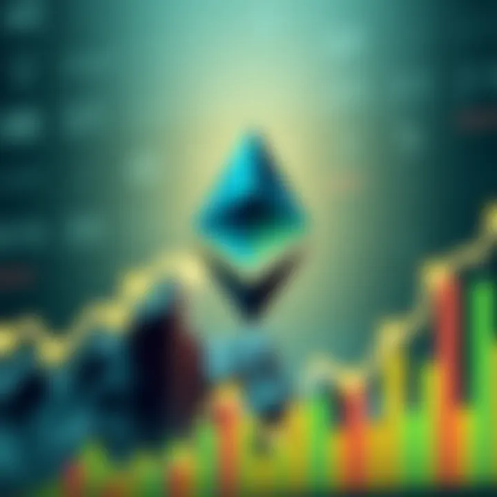 A visual representation of Ethereum's symbol alongside upward trending financial graphs, highlighting its potential as a key player in global finance.