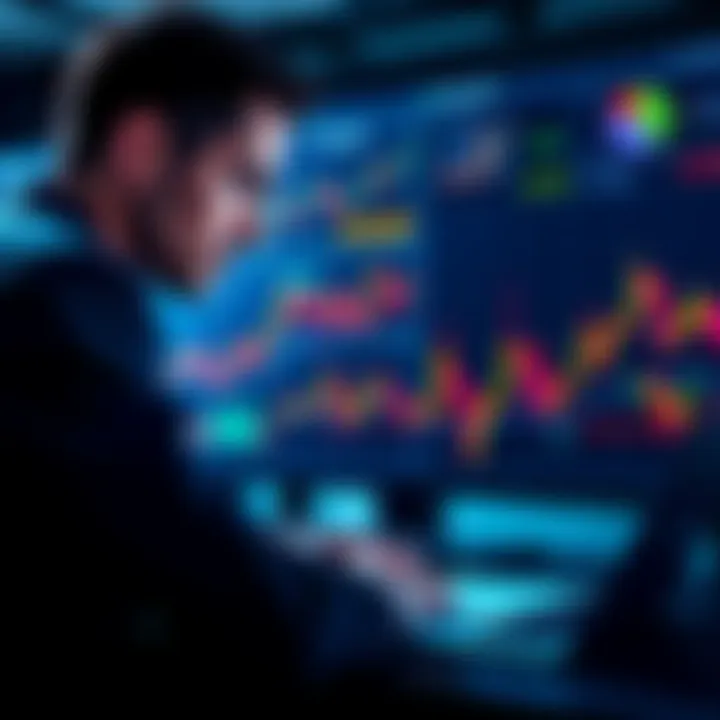 Ethereum Foundation Analysis A financial analyst reviewing Ethereum's market data with charts and graphs in the background.