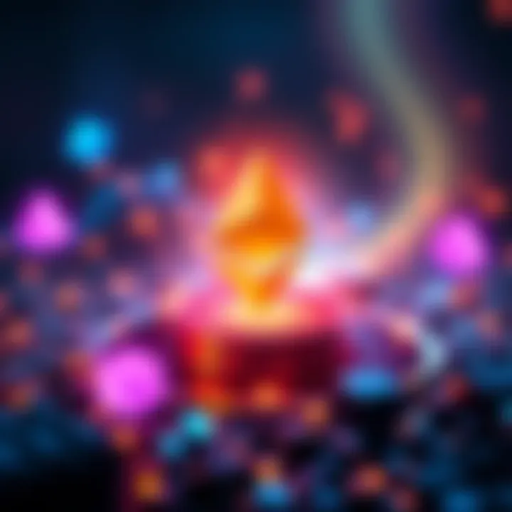 Visual representation of Ethereum Foundation staking 70,000 ETH with symbols of research and community support