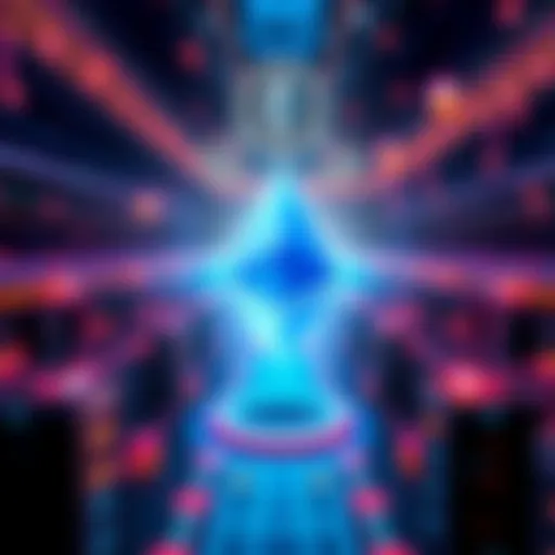Illustration of Ethereum's Fusaka upgrade showing improved blob capacity and network performance with visual elements representing data flow and nodes.