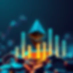 Graphic showing Ethereum logo with rising gas consumption bars