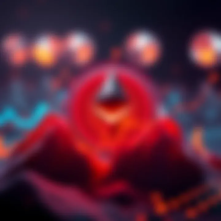 Ethereum logo surrounded by a growth chart indicating a rise in users
