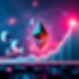 A graph showing Ethereum's potential rise to $1.5 million, with upward trends and financial symbols.