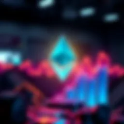 Ethereum logo with upward trend graph symbolizing institutional investment growth
