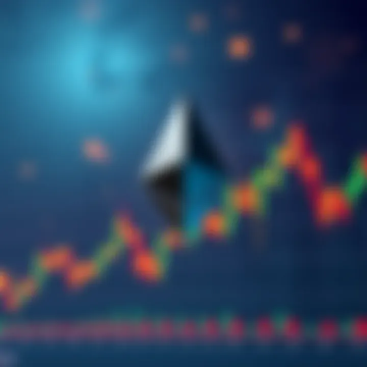 Ethereum logo overlaid on a price chart showing fluctuations in 2025
