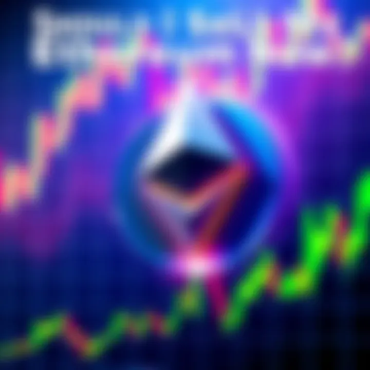 Ethereum logo with a price chart Illustration of Ethereum logo alongside a price chart showing fluctuations, representing the decision to sell or hold