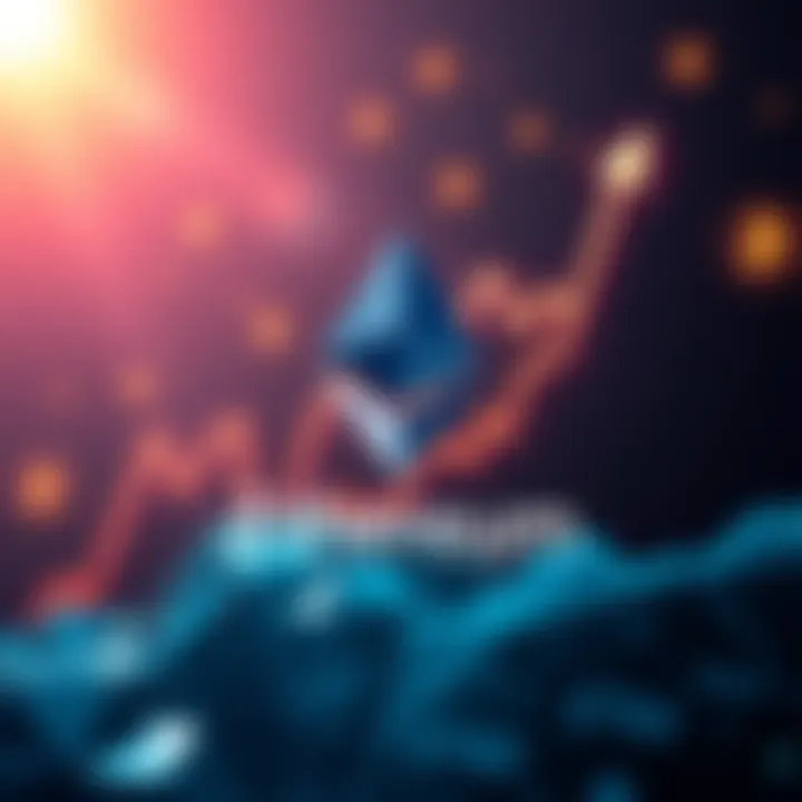 Ethereum Price Surge A visual representation of Ethereum's potential price rise to $20,000, with a graph showing upward trends and token symbols in the background.