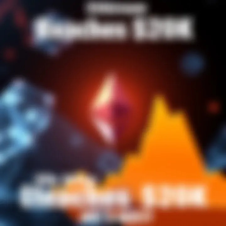 A digital representation of Ethereum's logo with a rising graph, symbolizing its price hitting $20K