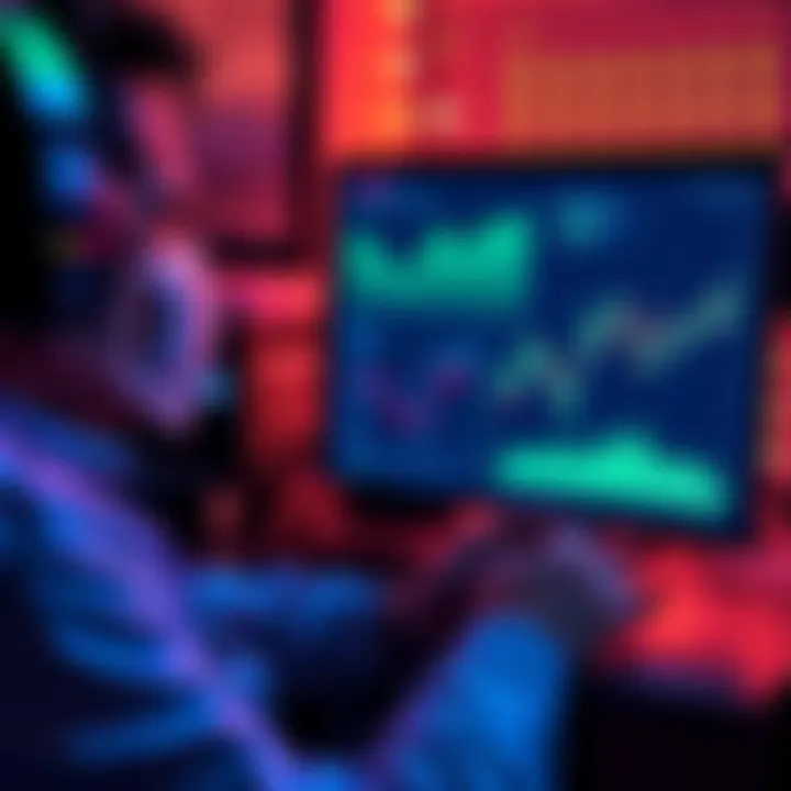 A person analyzing Ethereum staking options on a computer while looking at graphs and income potential.