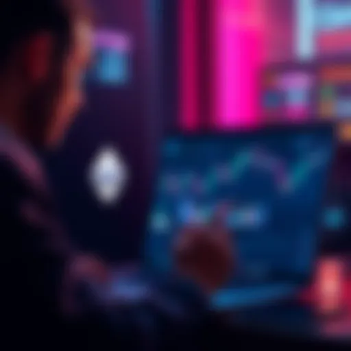 Individual analyzing Ethereum market trends on a computer screen
