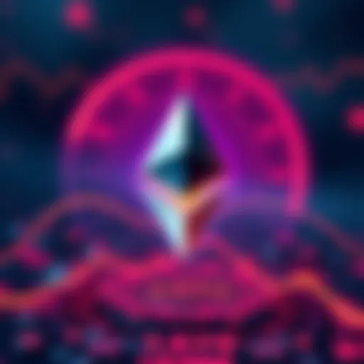 Graphic showing Ethereum logo with high-speed transactions indicator