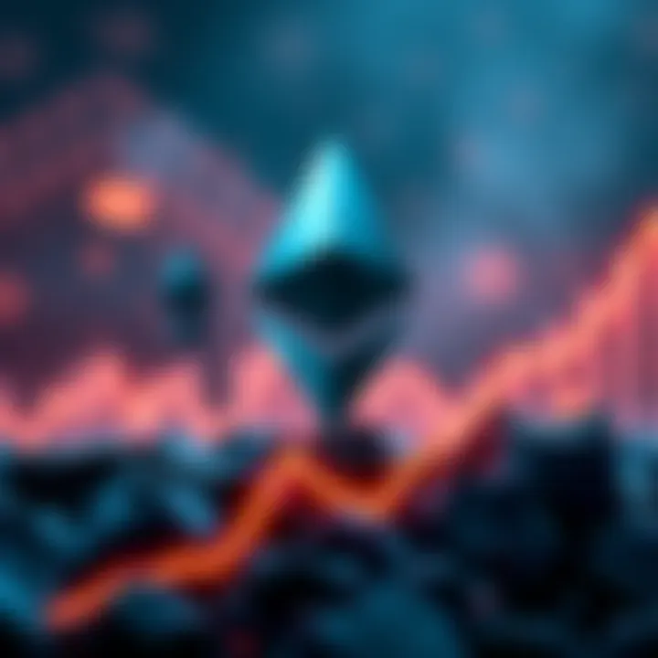 Ethereum logo with upward trend A visual representation of the Ethereum logo with a rising graph indicating growth and momentum in cryptocurrency values