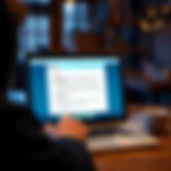A concerned Etsy seller looks at a laptop screen displaying a phishing email that asks for personal banking details.