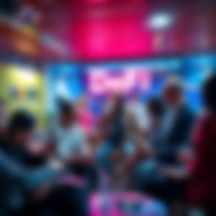 A group of diverse people discussing decentralized finance concepts with digital devices in a casual setting