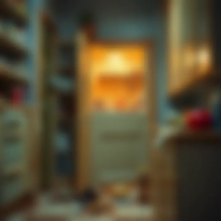 A photo showing a cluttered kitchen with a broken cabinet door and spilled ingredients, illustrating daily frustrations people face.