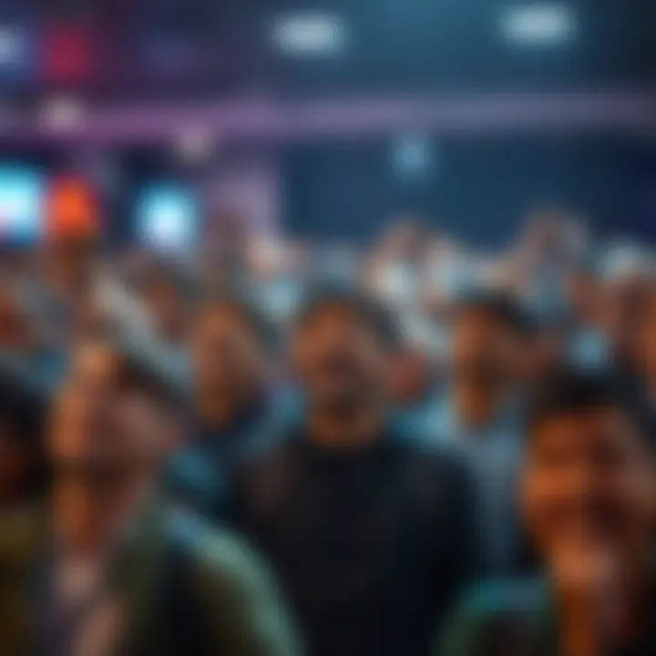 A diverse group of people eagerly waiting for important news announcements, displaying anticipation and excitement.