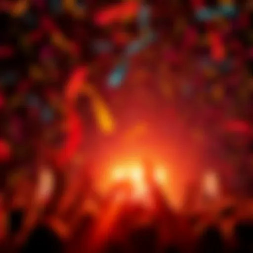 Celebration of a fresh start with colorful confetti and people cheering