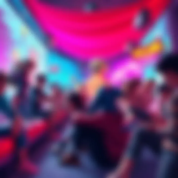 Exciting Solana Games A colorful scene featuring characters from various Solana games engaging in fun activities, showcasing vibrant graphics and gameplay elements.