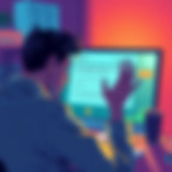 Illustration showing a frustrated person looking at a computer screen with blocked account notification and a request for personal information.