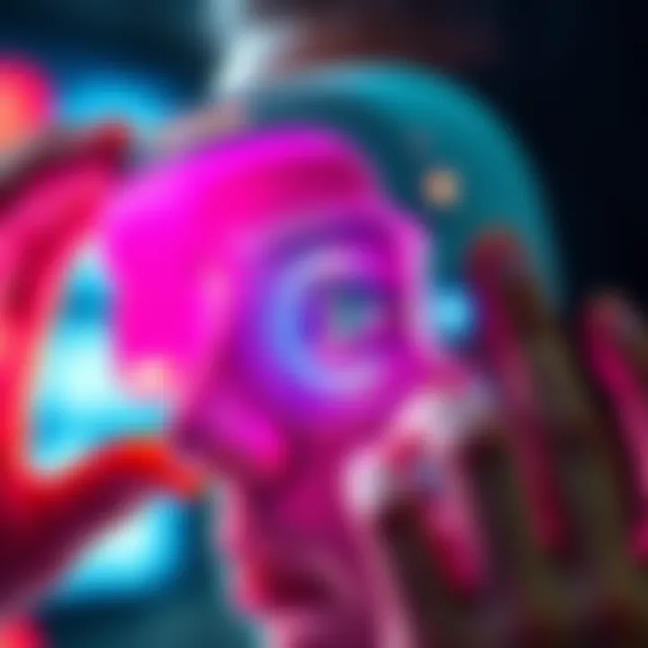 A person using a device to scan their eye for identity verification, with Tinder and Zoom logos visible