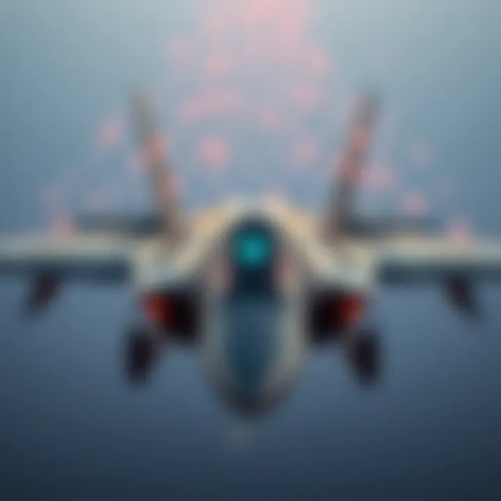 An F-35 jet displays encryption graphics representing quantum-resistant technology.