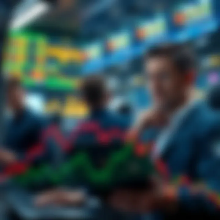 Fading Interest in Altcoins A graph showing a downward trend in altcoin values, with traders looking concerned in the background.