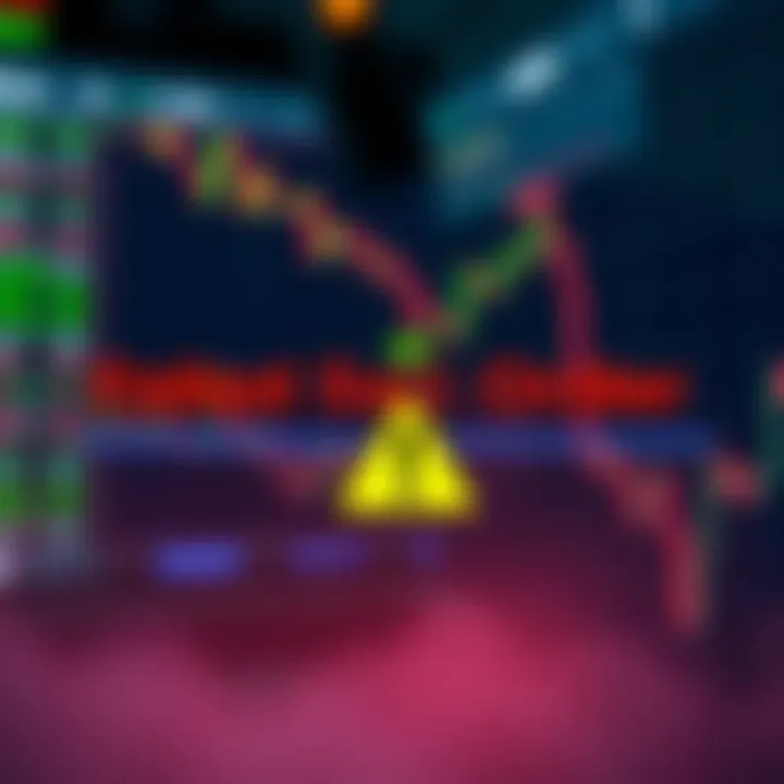 A screenshot of a trading platform showing an open stop limit sell order that did not trigger as the asset price dropped, with a warning symbol indicating an issue.