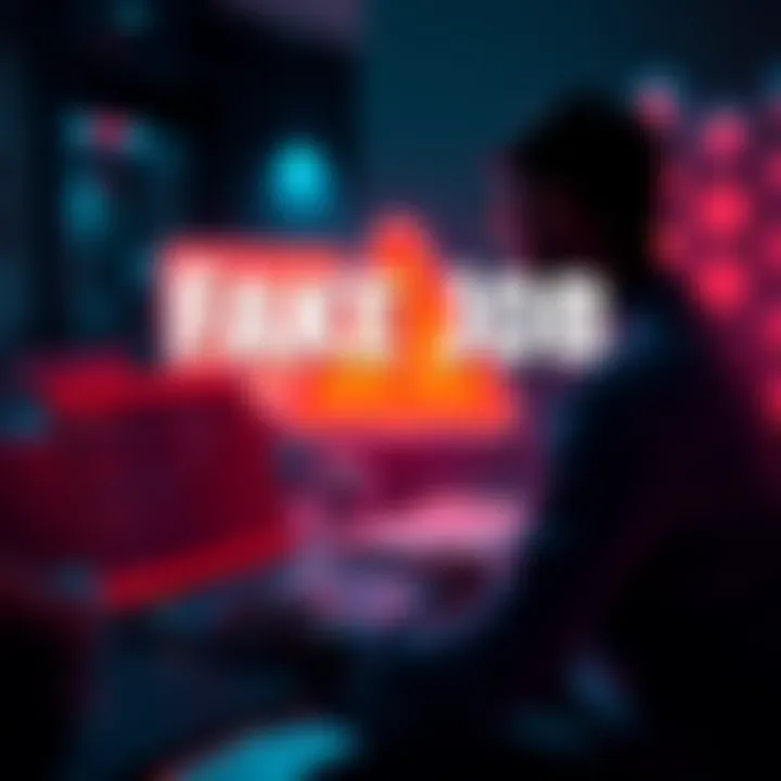 A person looking at a job offer on a laptop, with a warning sign and a cryptocurrency wallet graphic in the background.