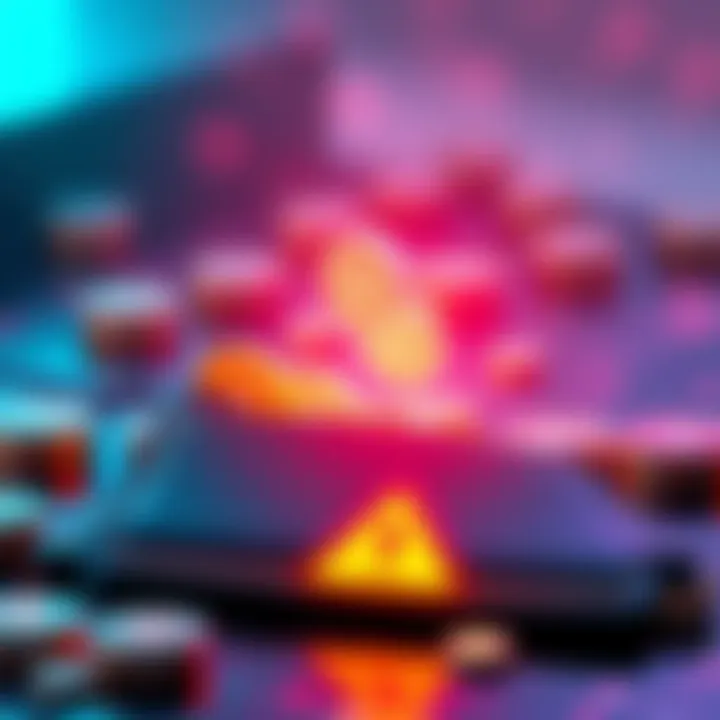 A graphic showing a user receiving fake tokens on their digital wallet, with a warning symbol indicating risks to account security.