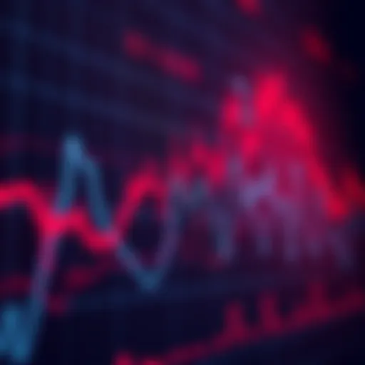 A graph showing a sharp decline in stock market values with a red background representing market downturns.