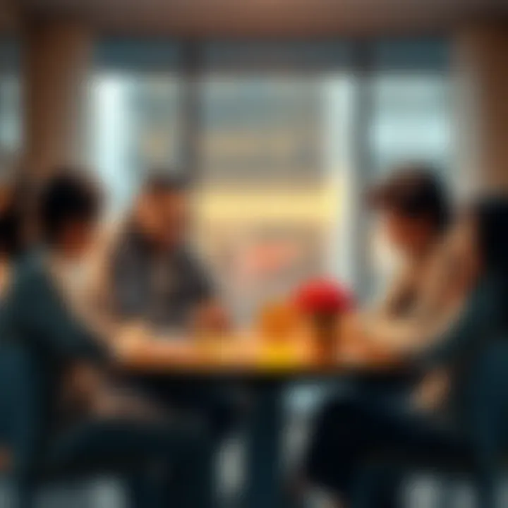 A family sitting around a table, talking about how to secure access to Bitcoin after a loved one passes away.