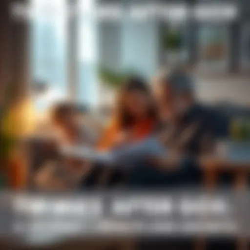 A person reviewing financial documents with family in a cozy home setting, reflecting on investments and life choices after Gox payouts.