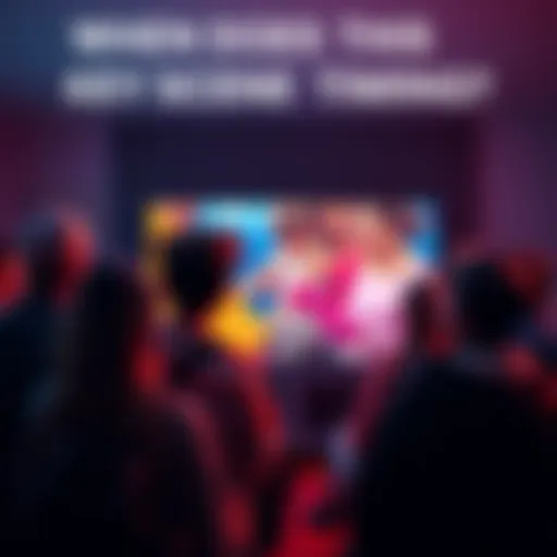 A group of fans talking excitedly about a pivotal scene from a popular TV show, with a TV screen displaying the show in the background.