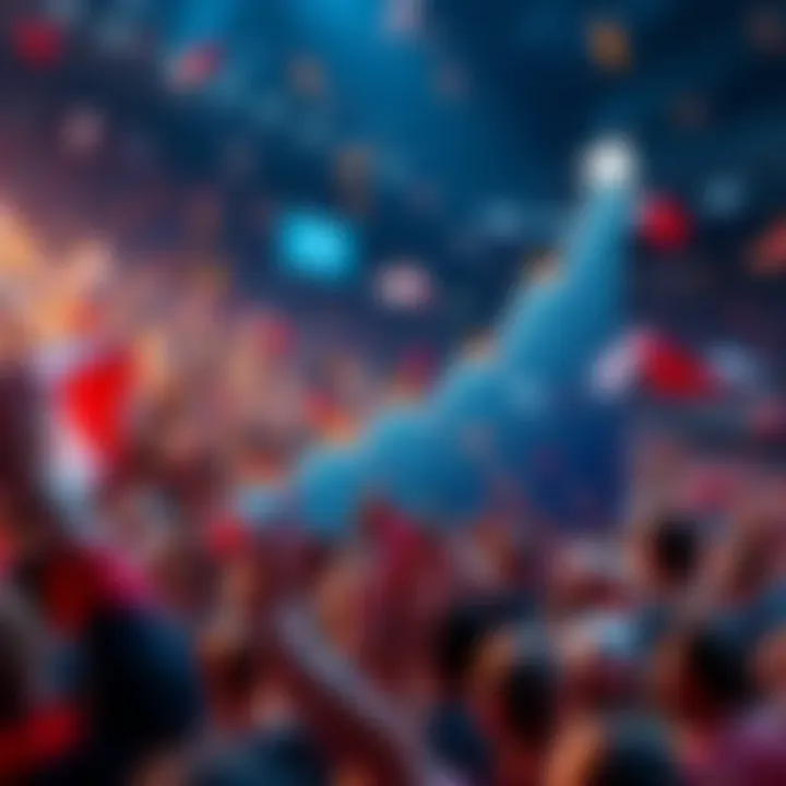 Graph showing rising values of fan tokens with enthusiastic fans in the background