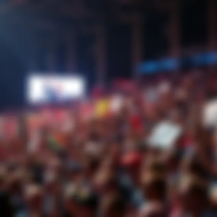 Fans Cheering Together A large crowd of fans with signs and banners, cheering passionately at a rally.