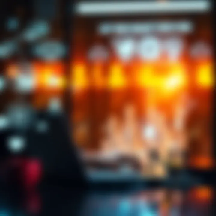 A person using a laptop with fast internet connection, surrounded by digital icons representing efficiency and productivity, emphasizing the benefits of technology.