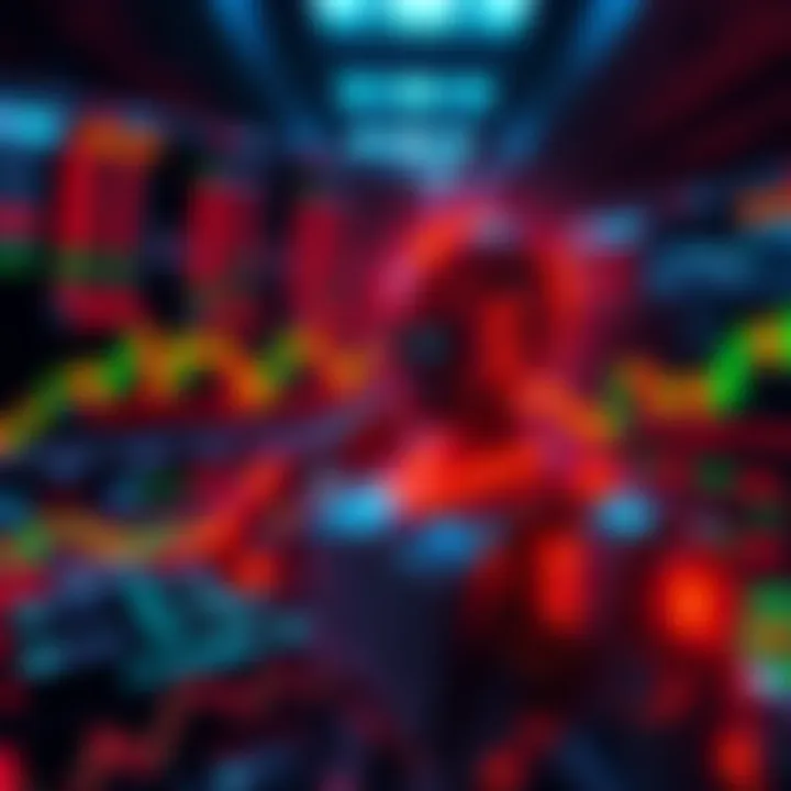 A digital representation of a trading bot with graphics showing fast trading actions on a Solana interface