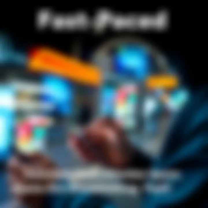 A person quickly scrolling through digital ads on a smartphone, showcasing the need for brief and engaging content.