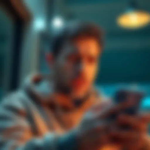 A father looking worried while holding his phone, expressing concern about his cryptocurrency funds being held by Revolut.