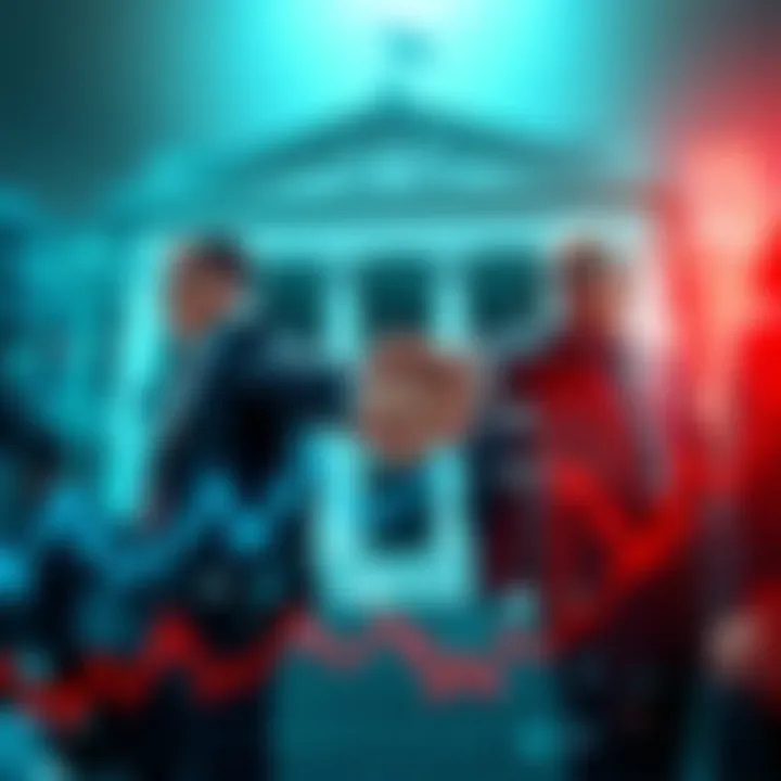 Federal Reserve and US Government Partnership The Federal Reserve and US Government officials shaking hands, signaling a new economic partnership, surrounded by economic graphs and charts.